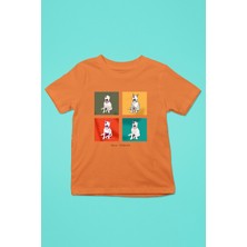 Darkhane Pop Art Bull Teriyer -Baskılı Unisex Turuncu Çocuk Tişört - T-Shirt CT005