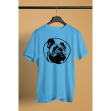Darkhane English Bulldog - Baskılı Unisex Turkuaz Tişört - T-Shirt UT003