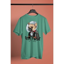 Darkhane Vampir Bulldog -Baskılı Unisex Su Yeşili Tişört - T-Shirt UT001