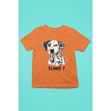 Darkhane Eğlenceli Dalmaçyalı - Baskılı Unisex Turuncu Çocuk Tişört - T-Shirt CT005