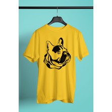 Darkhane Fransız Bulldog - Baskılı Unisex Sarı Tişört - T-Shirt UT004