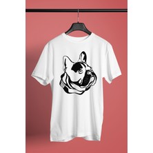 Darkhane Fransız Bulldog - Baskılı Unisex Beyaz Tişört - T-Shirt UT007