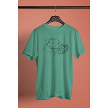 Darkhane Koruma Ağızlıklı Pitbull - Baskılı Unisex Su Yeşili Tişört - T-Shirt UT001