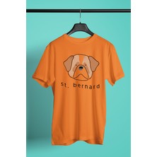 Darkhane Saint Bernard -Baskılı Unisex Turuncu Tişört - T-Shirt UT005