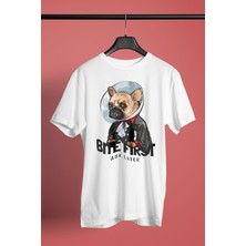 Darkhane Vampir Bulldog -Baskılı Unisex Beyaz Tişört - T-Shirt UT007