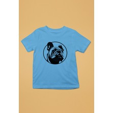 Darkhane English Bulldog - Baskılı Unisex Turkuaz Çocuk Tişört - T-Shirt CT003