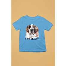 Darkhane Uyumak Için Doğmuş Saint Bernard -Baskılı Unisex Turkuaz Çocuk Tişört - T-Shirt CT003