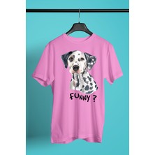 Darkhane Eğlenceli Dalmaçyalı - Baskılı Unisex Pembe Tişört - T-Shirt UT002