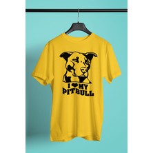 Darkhane Pitbulumu Seviyorum - Baskılı Unisex Sarı Tişört - T-Shirt UT004