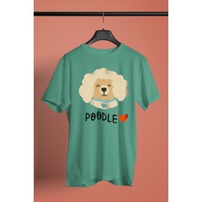 Darkhane Poodle Kaniş Sevgisi - Baskılı Unisex Su Yeşili Tişört - T-Shirt UT001