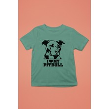 Darkhane Pitbulumu Seviyorum - Baskılı Unisex Su Yeşili Çocuk Tişört - T-Shirt CT001