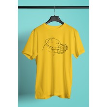 Darkhane Koruma Ağızlıklı Pitbull - Baskılı Unisex Sarı Tişört - T-Shirt UT004