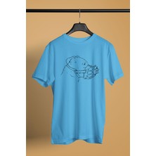 Darkhane Koruma Ağızlıklı Pitbull - Baskılı Unisex Turkuaz Tişört - T-Shirt UT003