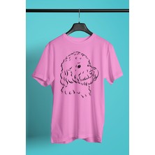 Darkhane Silüet Poddle Kaniş -Baskılı Unisex Pembe Tişört - T-Shirt UT002