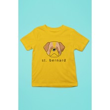 Darkhane Saint Bernard -Baskılı Unisex Sarı Çocuk Tişört - T-Shirt CT004