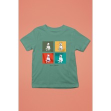 Darkhane Pop Art Bull Teriyer -Baskılı Unisex Su Yeşili Çocuk Tişört - T-Shirt CT001