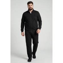 Tommy Life Siyah Dik Yaka Battal Büyük Beden Erkek Eşofman Takım - 85176