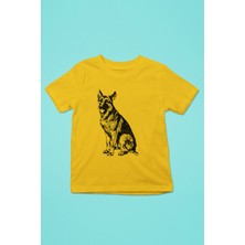 Darkhane Sadık Dostumuz Alman Kurdu -Baskılı Unisex Sarı Çocuk Tişört - T-Shirt CT004