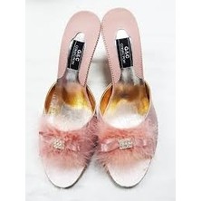 Gc Terlik GC Pudra Taşlı Kaztüyü Platform Bayan Terlik 175