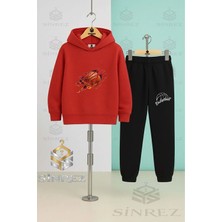 Çocuk Unısex Alevlı Basket Topu Kapşonlu Eşofman Takımı