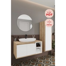 Balneom Gül Beyaz 90 cm Banyo Dolabı+Ayna+Lavabo+Boy Dolabı