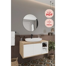 BALNEOM Gül Beyaz 100 Cm Banyo Dolabı Ayna Lavabo