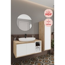BALNEOM Gül Beyaz 100 Cm Banyo Dolabı+ayna+lavabo+boy Dolabı