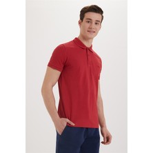 Lee Cooper Twins Erkek %100 Pamuk Polo Yaka T-Shirt Kırmızı