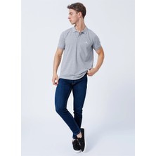 Lee Cooper Big Twins Erkek %100 Pamuk Polo Yaka T-Shirt Gri Melanj