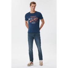 Lee Cooper Merlin Erkek %100 Pamuk Bisiklet Yaka T-Shirt Açık Lacivert