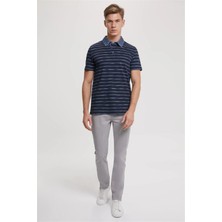 Lee Cooper Matty Erkek Denim Yaka Çizgili T-Shirt Lacivert