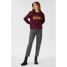 Lee Cooper Tila Kadın %100 Pamuk Bisiklet Yaka Sweatshirt Mürdüm