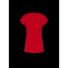 Lee Cooper Sara Kadın %100 Pamuk Bisiklet Yaka T-Shirt Kırmızı