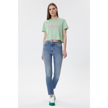 Lee Cooper Susie Yüksek Bel Normal Kesim Düz Paça Mavi Kadın Jean Pantolon