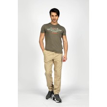 Lee Cooper Zarse Normal Bel Konik Kesim Daralan Paça %100 Pamuk Bej Erkek Pantolon