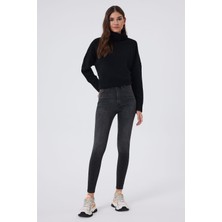 Lee Cooper Jaycee Çok Yüksek Bel Dar Kesim Çok Dar Paça Gri Kadın Jean Pantolon