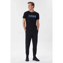 Lee Cooper Elvis Erkek %100 Pamuk Bisiklet Yaka T-Shirt Siyah