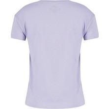Lee Cooper Della Kadın %100 Pamuk Bisiklet Yaka T-Shirt Lila