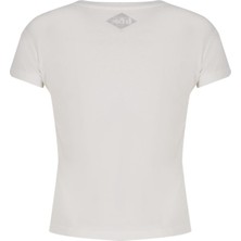Lee Cooper 222 LCF 242010 Bisiklet Yaka Normal Kalıp Baskılı Ekru Kadın T-Shirt