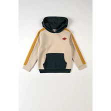 Lee Cooper Mobo Erkek Çocuk Kapüşonlu Sweatshirt Ekru-Yeşil