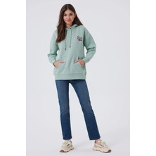Lee Cooper Kindy Kadın %100 Pamuk Kapüşonlu Sweatshirt Mint