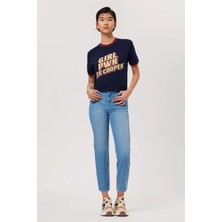 Lee Cooper Clara Yüksek Bel Normal Kesim Düz Paça Mavi Kadın Jean Pantolon