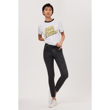 Lee Cooper Jaycee Çok Yüksek Bel Dar Kesim Çok Dar Paça Gri Kadın Jean Pantolon