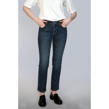 Lee Cooper Susie Yüksek Bel Normal Kesim Düz Paça Mavi Kadın Jean Pantolon