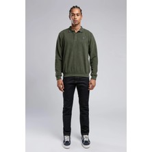 Lee Cooper Newblend Erkek Polo Yaka Sweatshirt Haki
