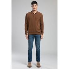 Lee Cooper Newblend Erkek Polo Yaka Sweatshirt Taba