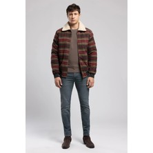 Lee Cooper Santos Erkek Klasik Yaka %100 Pamuk Mont Haki Bordo