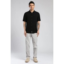 Lee Cooper Basices Erkek Kısa Kol Dokuma Gömlek Siyah