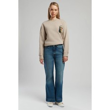 Lee Cooper Sandy Yüksek Bel Geniş Paça Kesim Geniş Paça Francesca Light Kadın Jean Pantolon