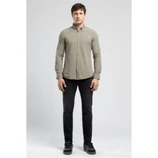 Lee Cooper Darell Erkek Slim %100 Pamuk Klasik Yaka Gömlek Haki
